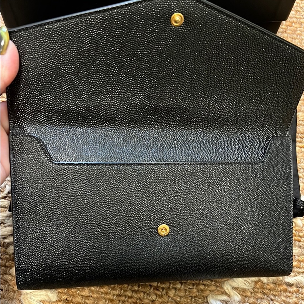 Saint Laurent Black Clutch Wallet with Gold Logo - Picture 3 of 7